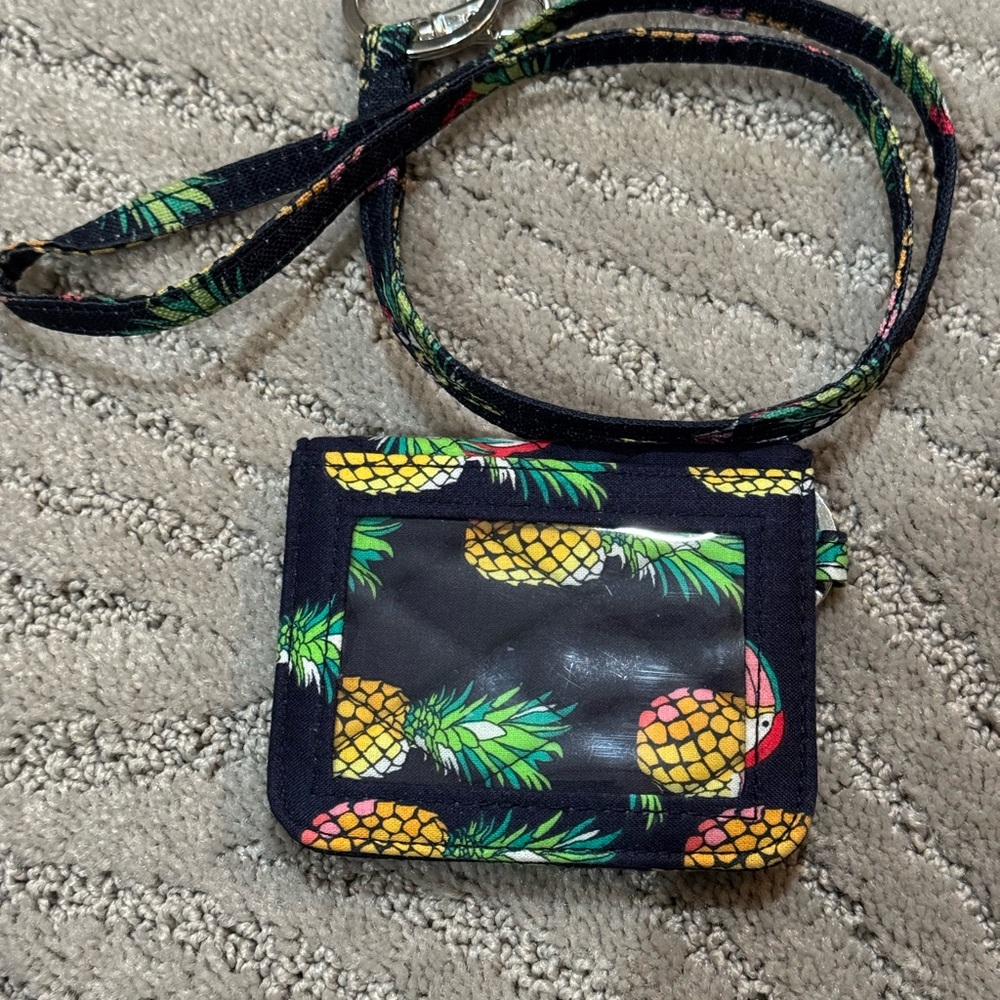 Vera Bradley Pineapple Print snap ID case and lanyard EUC